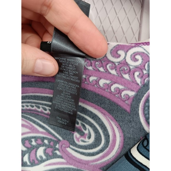 Bisou Bisou Dress Women's SZ 6 Stretch V-Neck High Waist Puff Sleeves Paisley EC - Picture 5 of 16